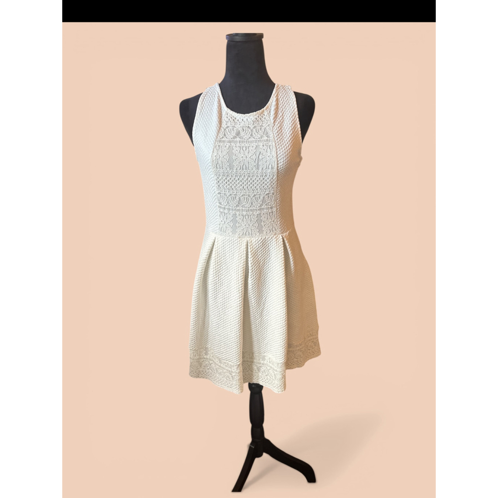 xhilaration Cream Dress w/Lace and Side Zipper - Size M